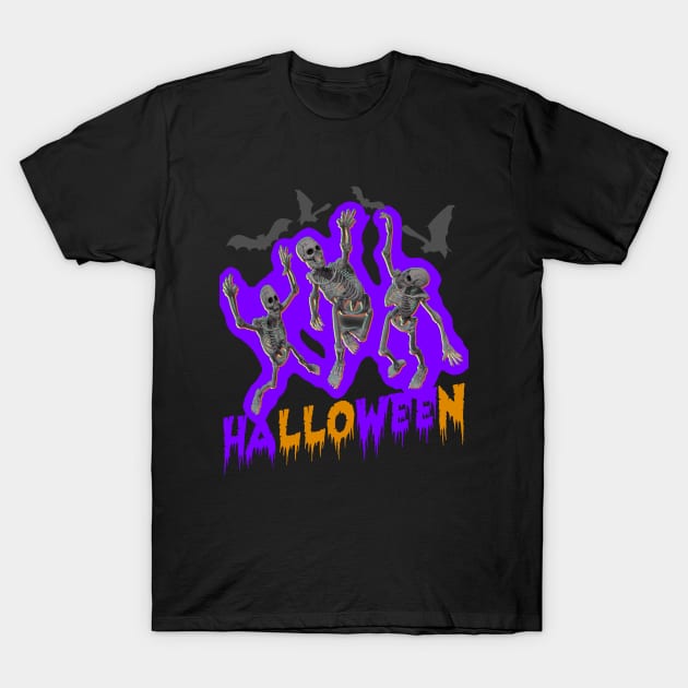 Halloween Skeletons Spooky Scary Trick-or-Treat Monsters T-Shirt by CharJens